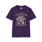 Old Lady Loves Coffee Books Dogs T-Shirt