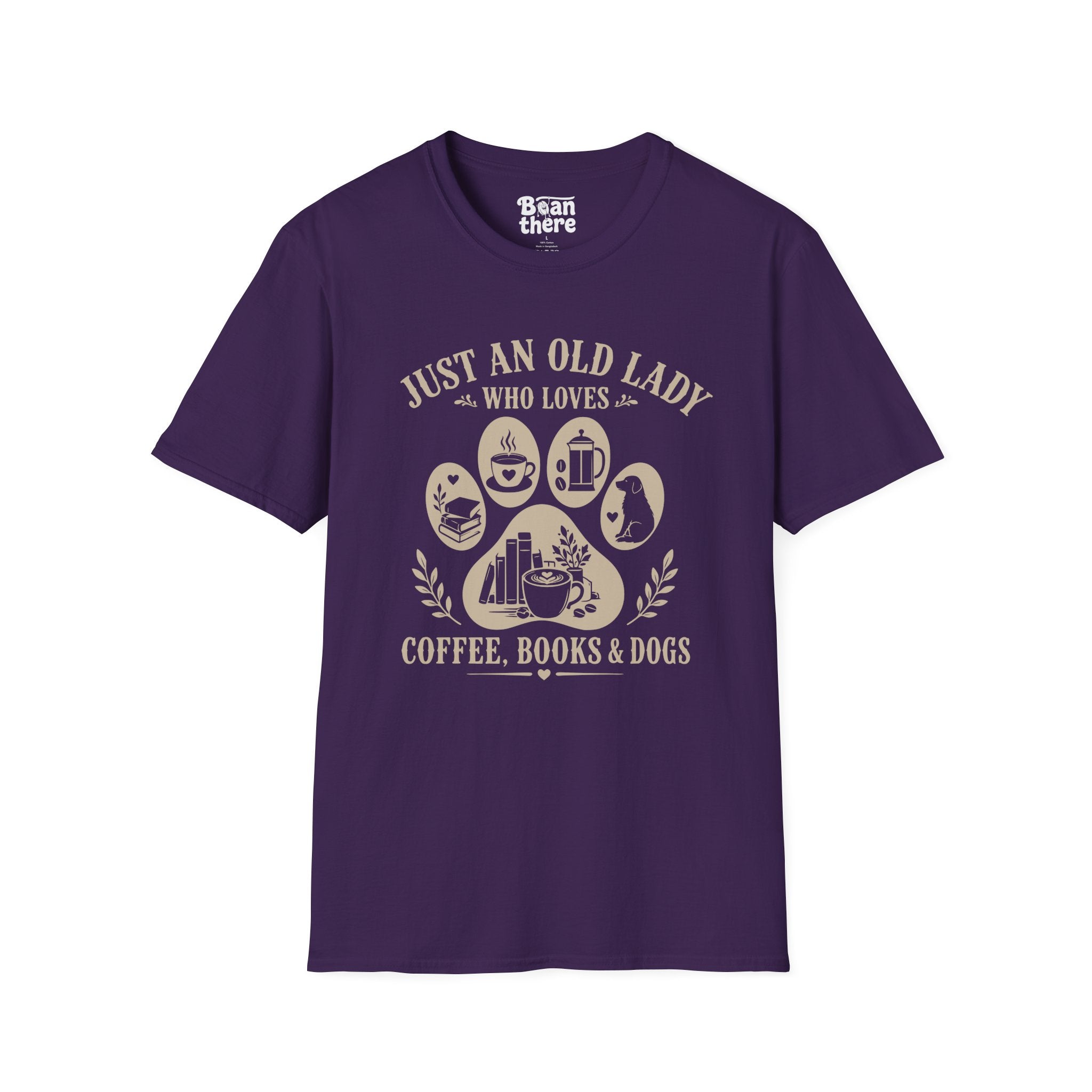 Old Lady Loves Coffee Books Dogs T-Shirt