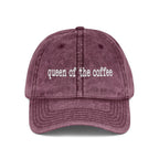 Queen of the Coffee Embroidered Vintage Cap