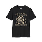 Old Lady Loves Coffee Books Dogs T-Shirt