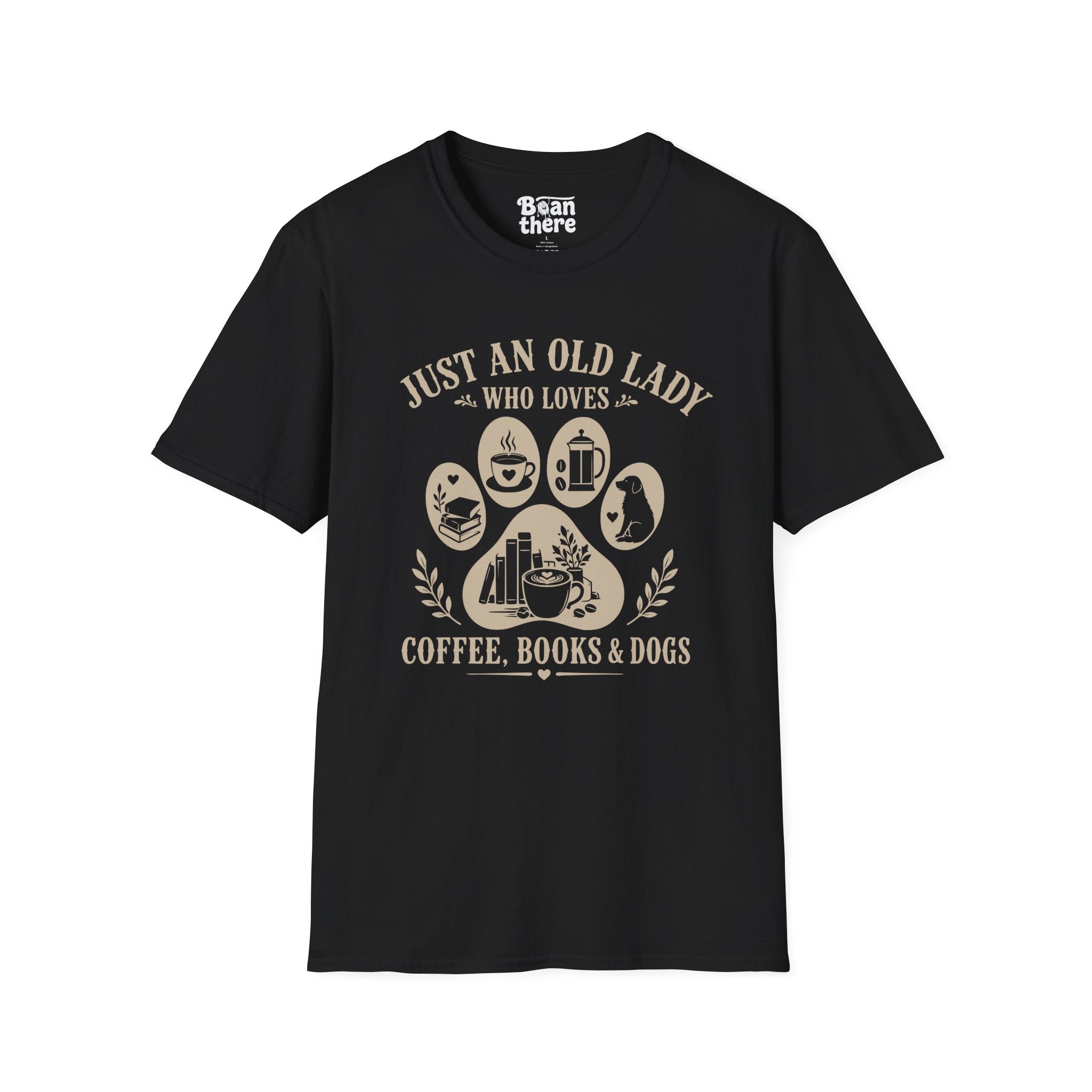 Old Lady Loves Coffee Books Dogs T-Shirt