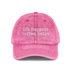 life happens coffee helps Embroidered Vintage Cap