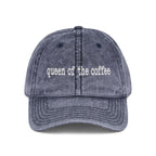 Queen of the Coffee Embroidered Vintage Cap