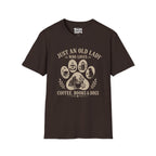 Old Lady Loves Coffee Books Dogs T-Shirt