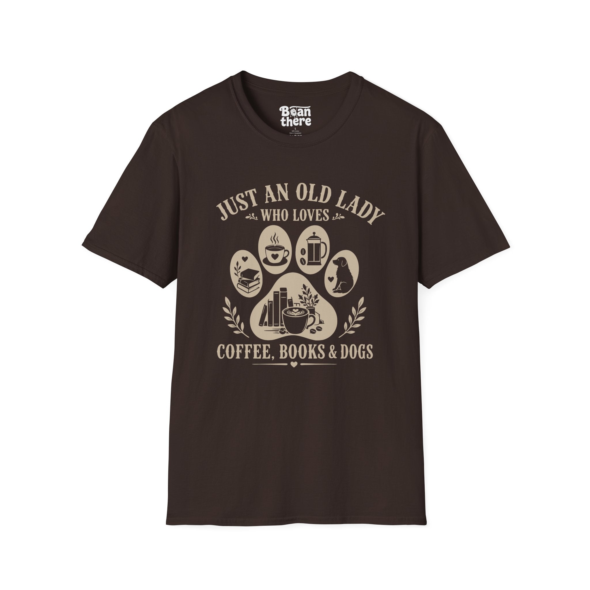 Old Lady Loves Coffee Books Dogs T-Shirt