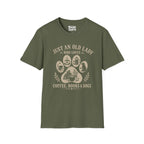 Old Lady Loves Coffee Books Dogs T-Shirt