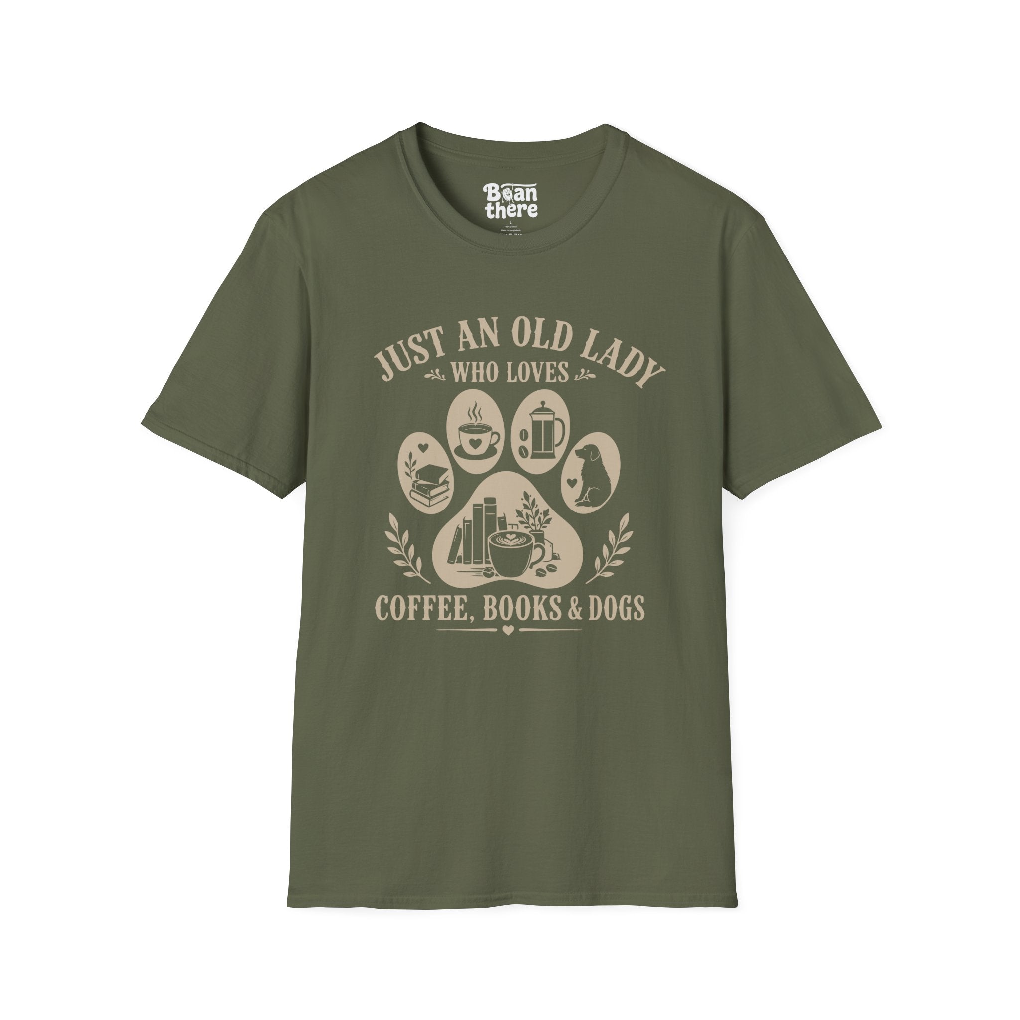 Old Lady Loves Coffee Books Dogs T-Shirt