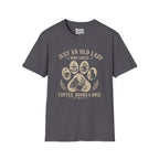 Old Lady Loves Coffee Books Dogs T-Shirt