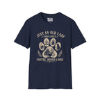 Old Lady Loves Coffee Books Dogs T-Shirt