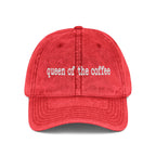 Queen of the Coffee Embroidered Vintage Cap