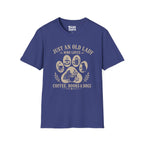 Old Lady Loves Coffee Books Dogs T-Shirt