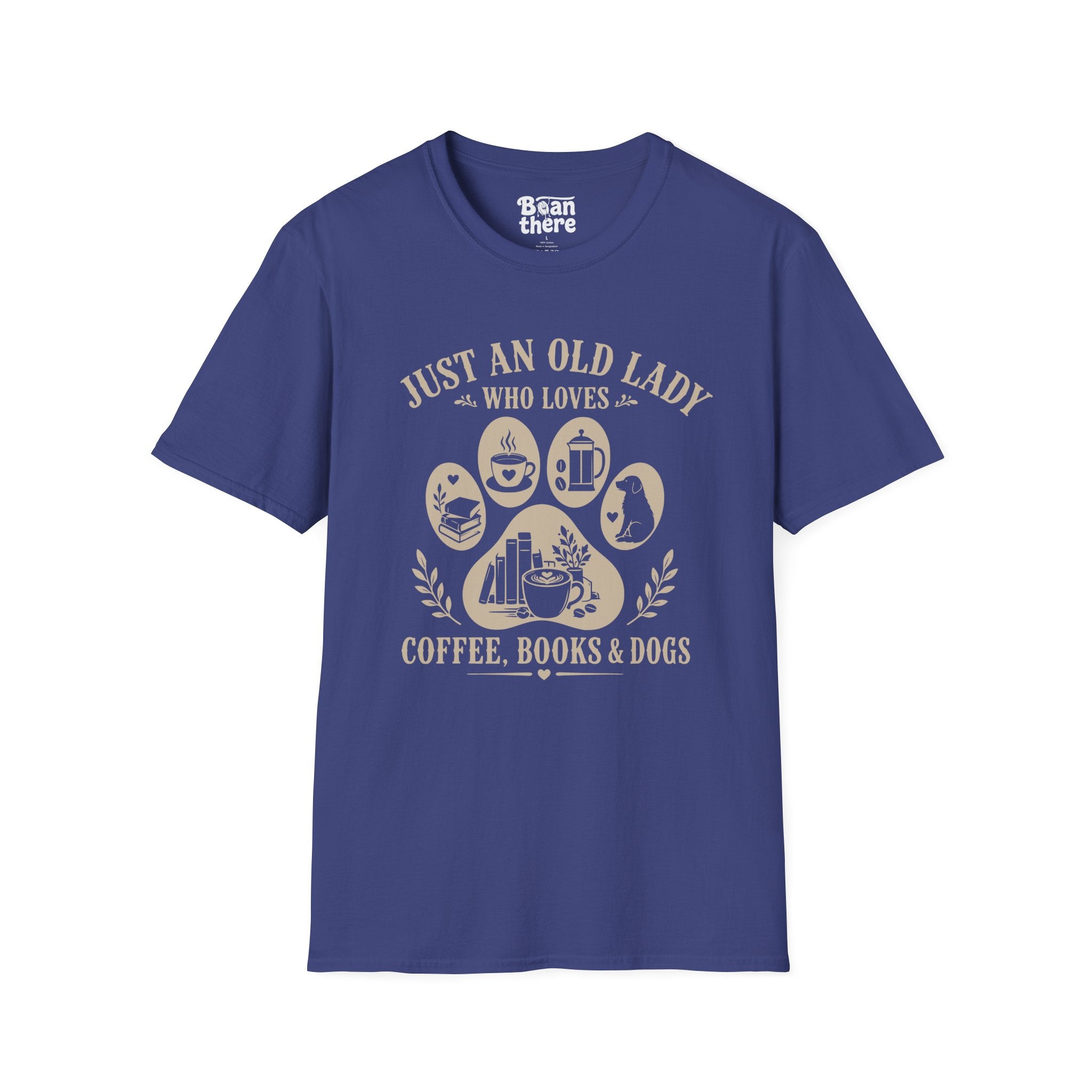 Old Lady Loves Coffee Books Dogs T-Shirt