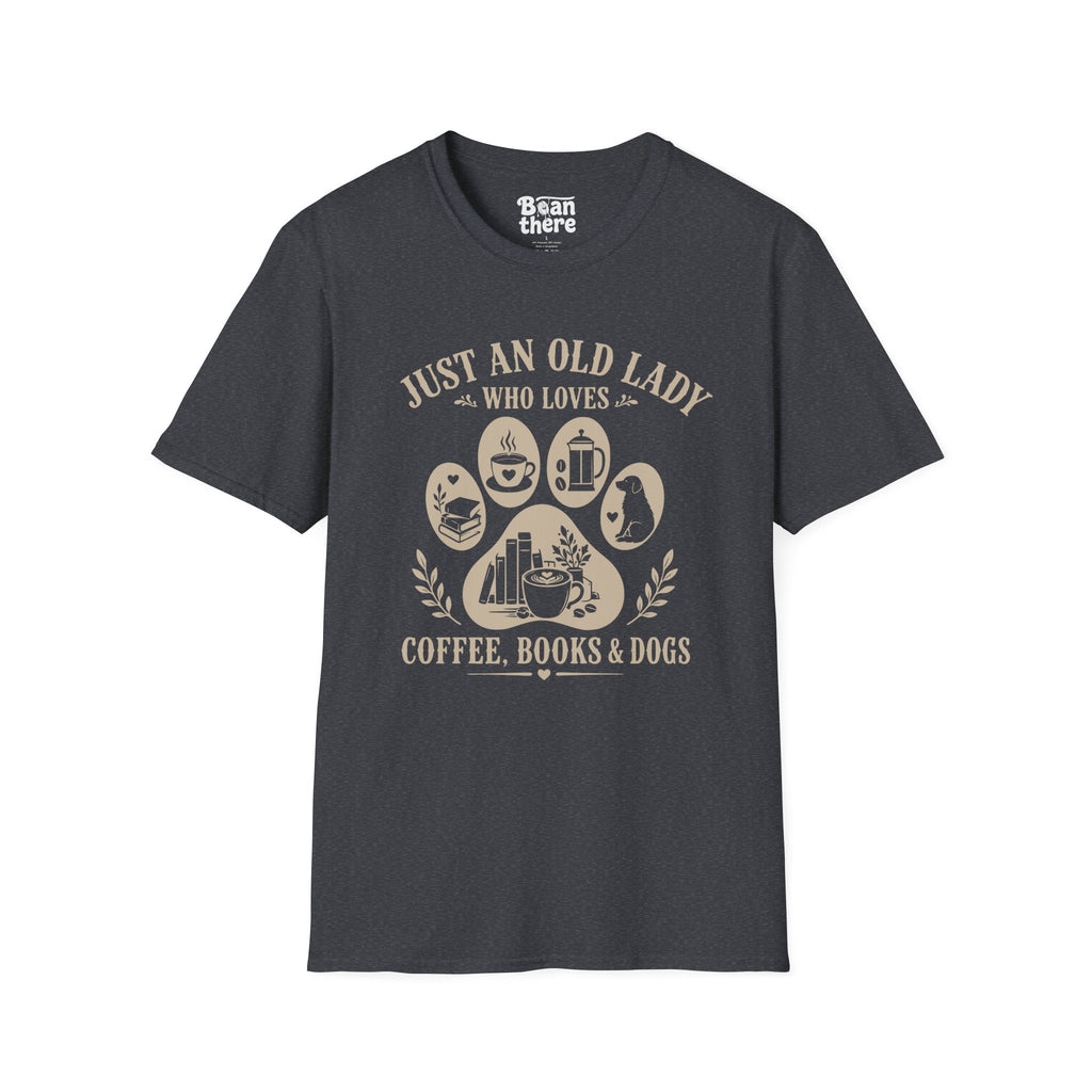 Old Lady Loves Coffee Books Dogs T-Shirt