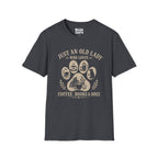 Old Lady Loves Coffee Books Dogs T-Shirt