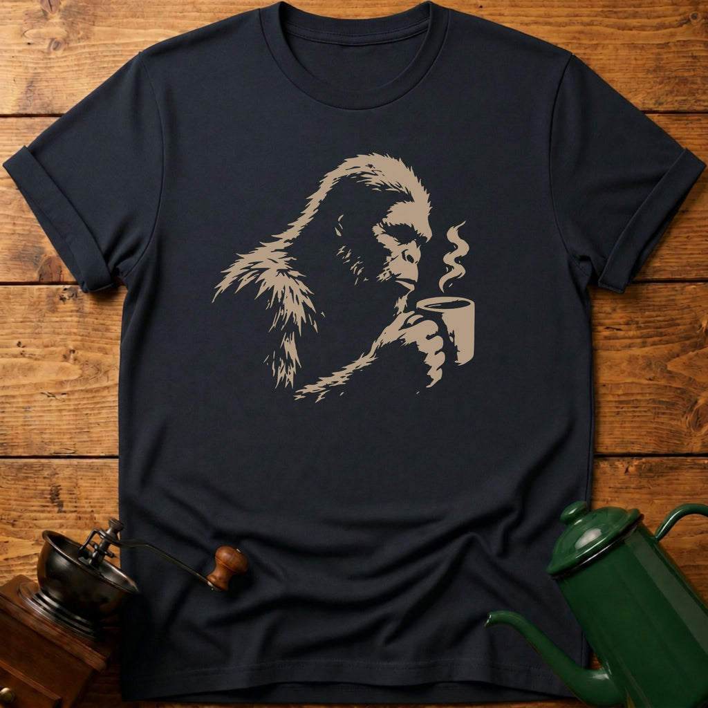 Big Foot Drinking Coffee T-Shirt