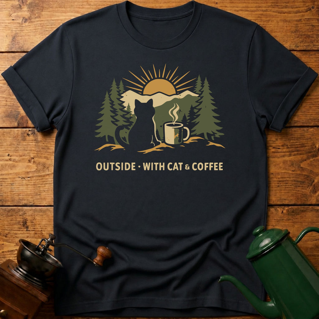 Outside With Cat & Coffee T-Shirt