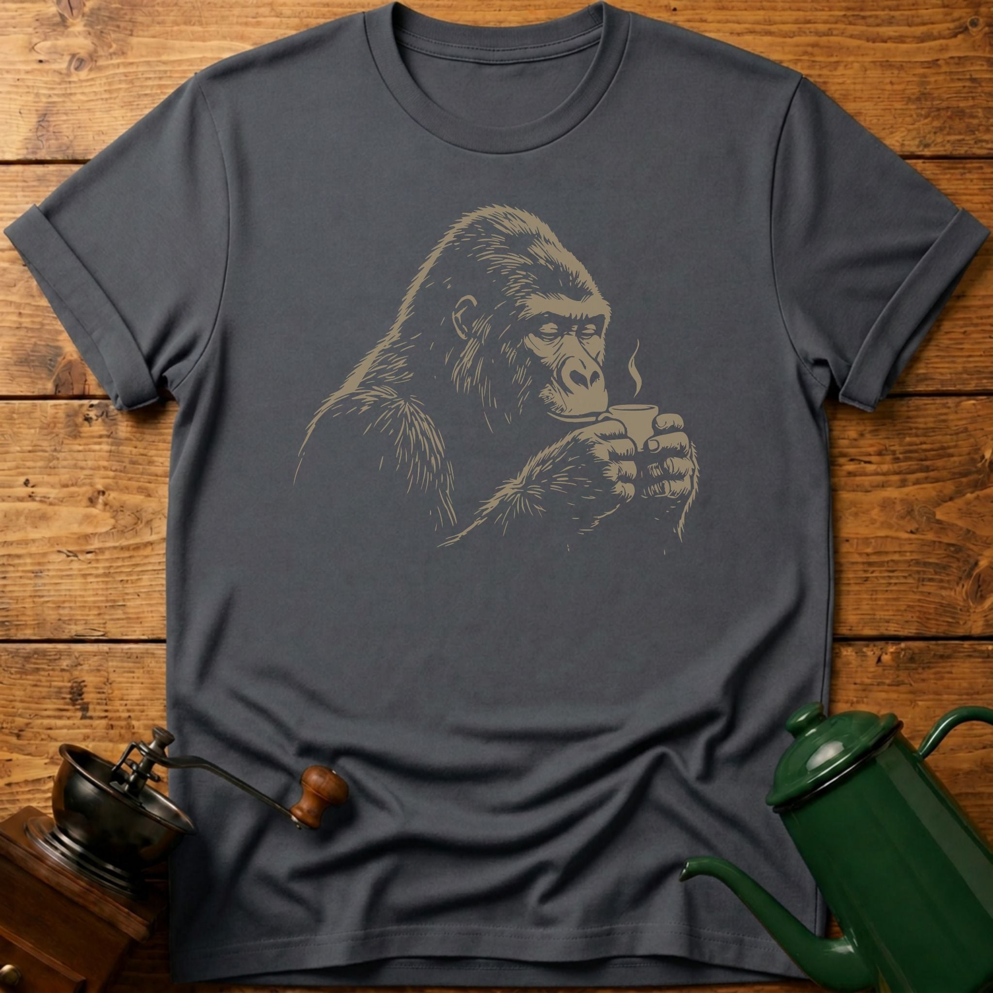 Gorilla Drinking Coffee T-Shirt