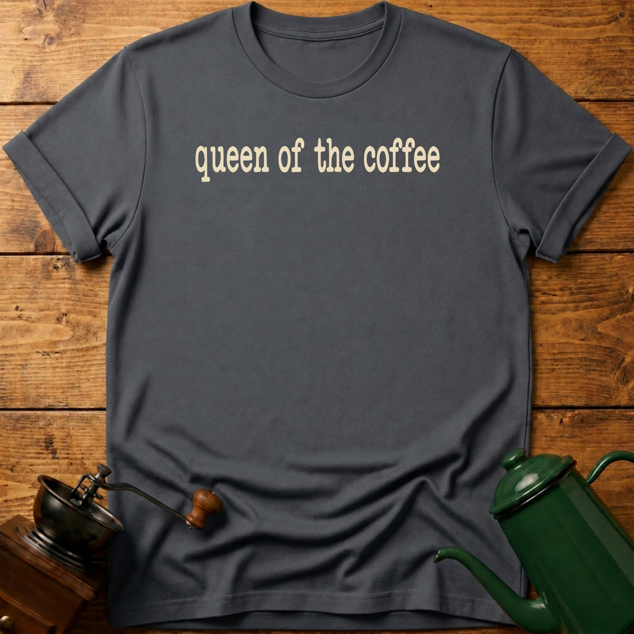 queen of the coffee text T-Shirt