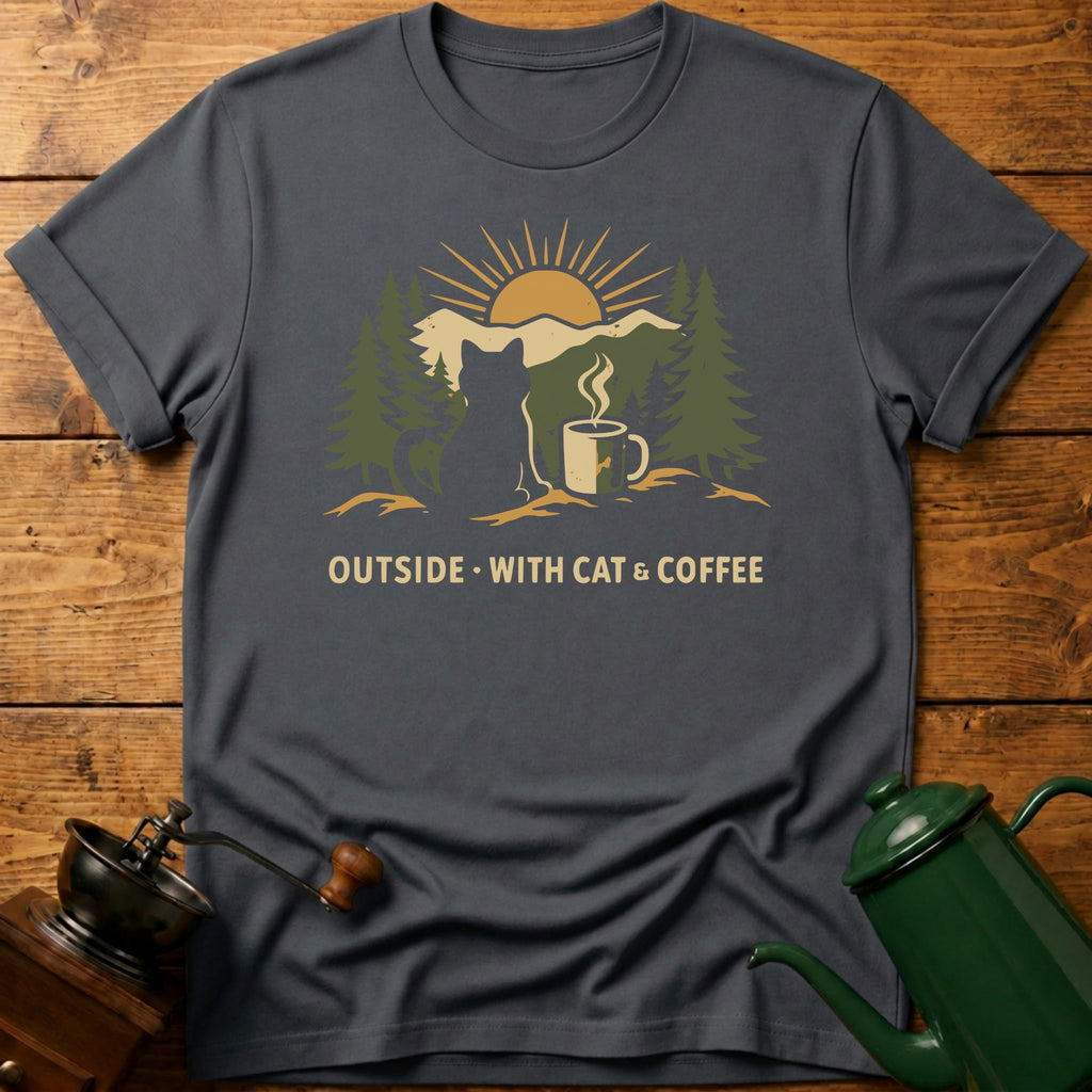 Outside With Cat & Coffee T-Shirt