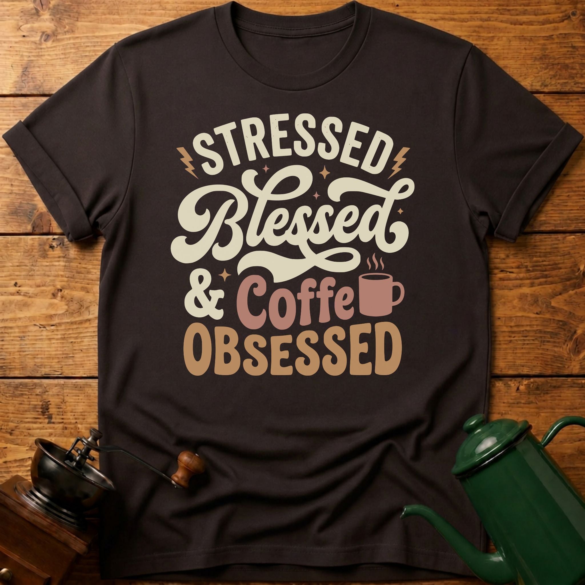 Stressed Blessed Coffee Obsessed T-Shirt