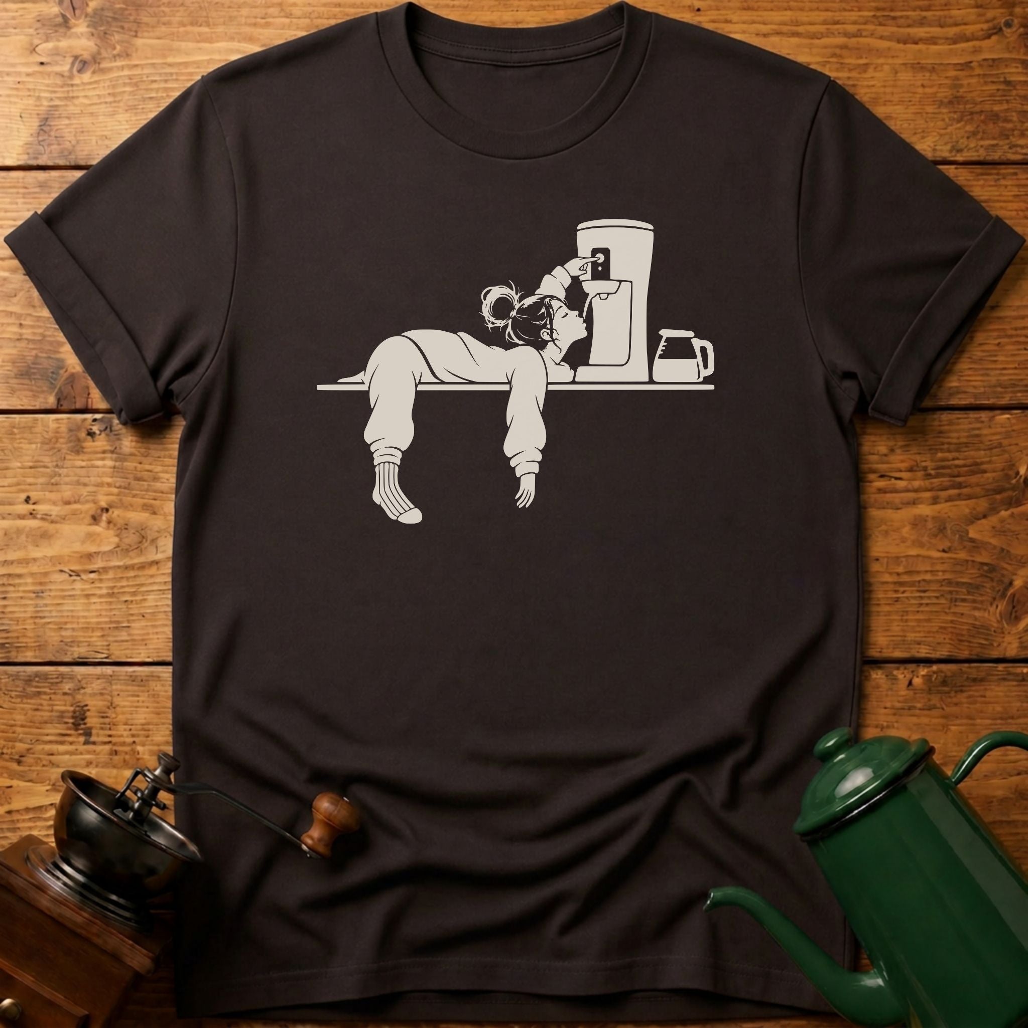 Sleeping Woman Drinking Coffee T-Shirt