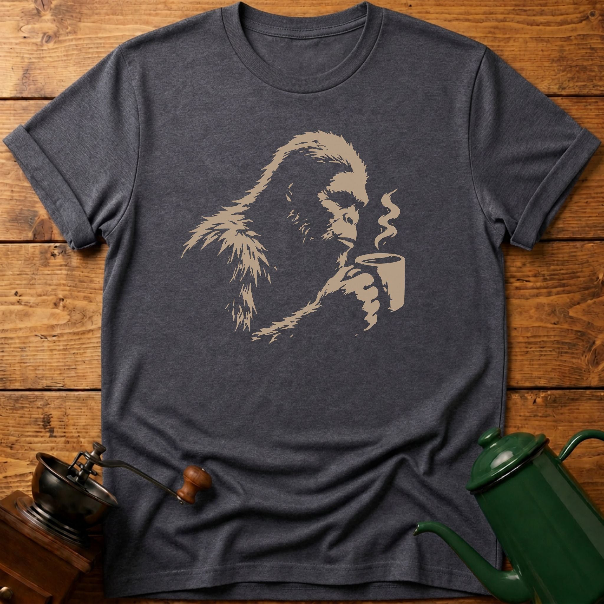 Big Foot Drinking Coffee T-Shirt