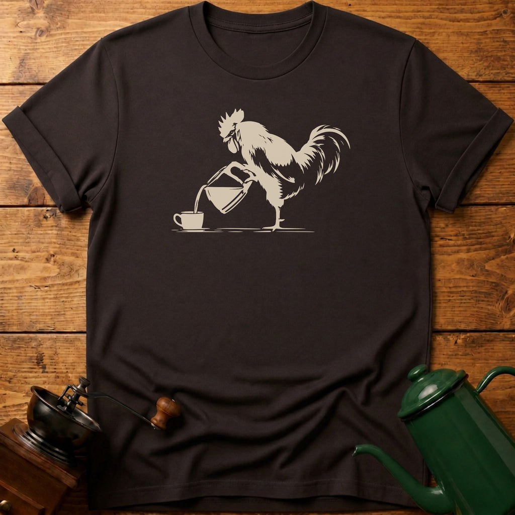 Rooster Pouring Coffee T-Shirt