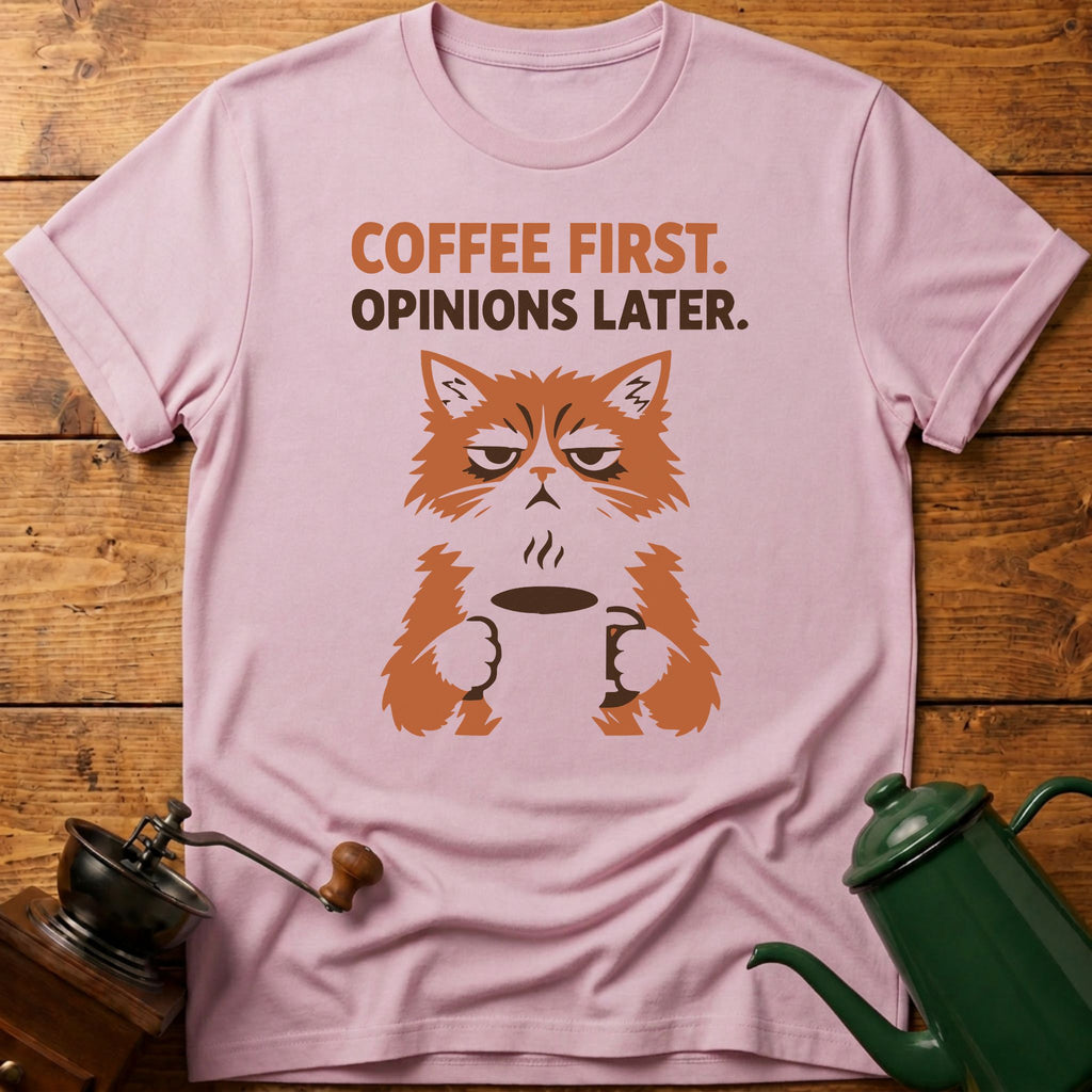 Coffee First Opinions Later T-Shirt