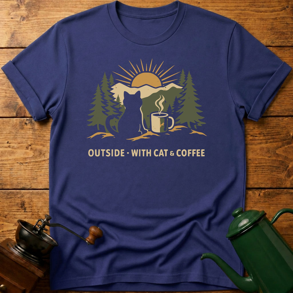 Outside With Cat & Coffee T-Shirt