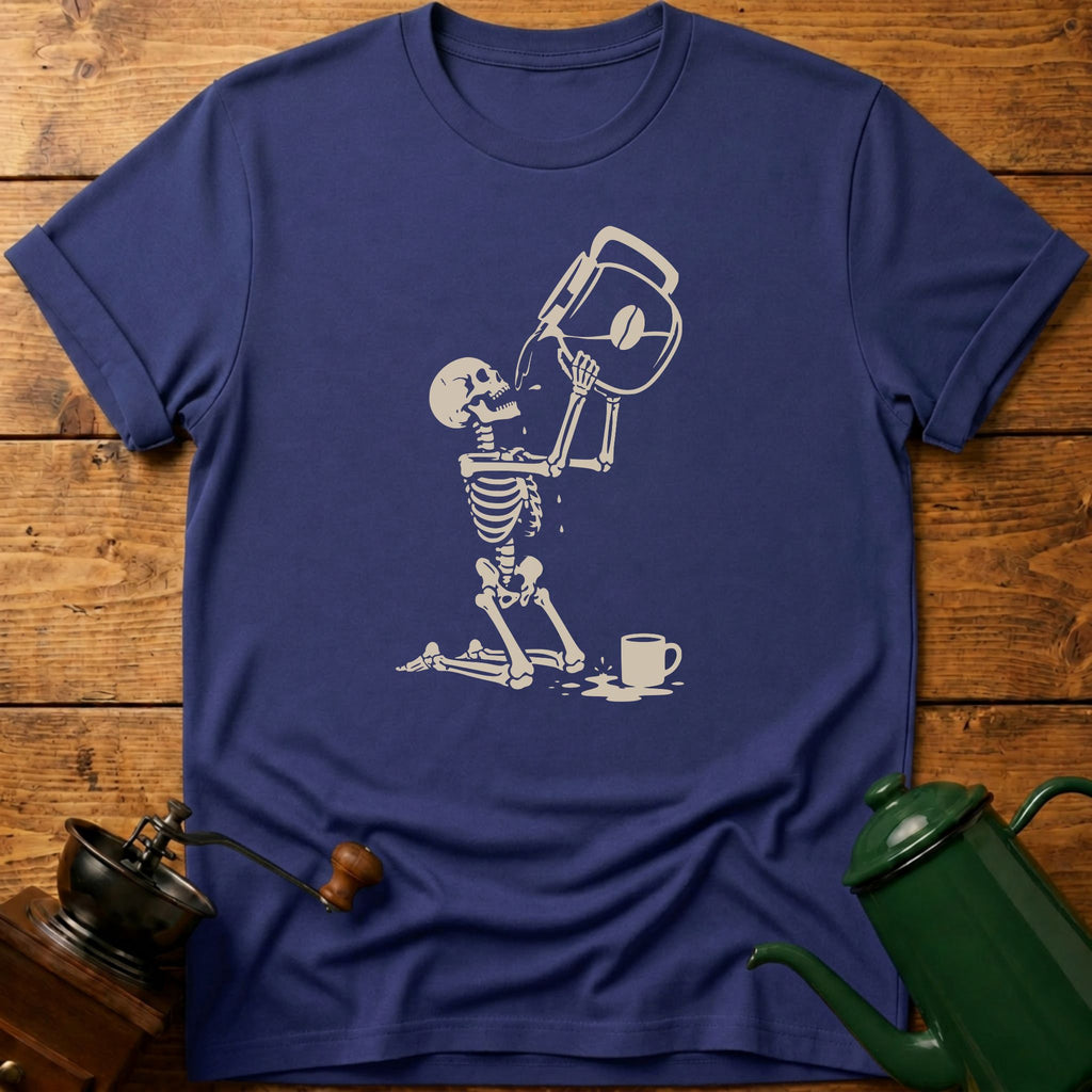 Skull Drinking Coffee T-Shirt