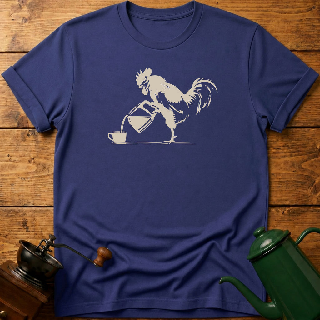 Rooster Pouring Coffee T-Shirt