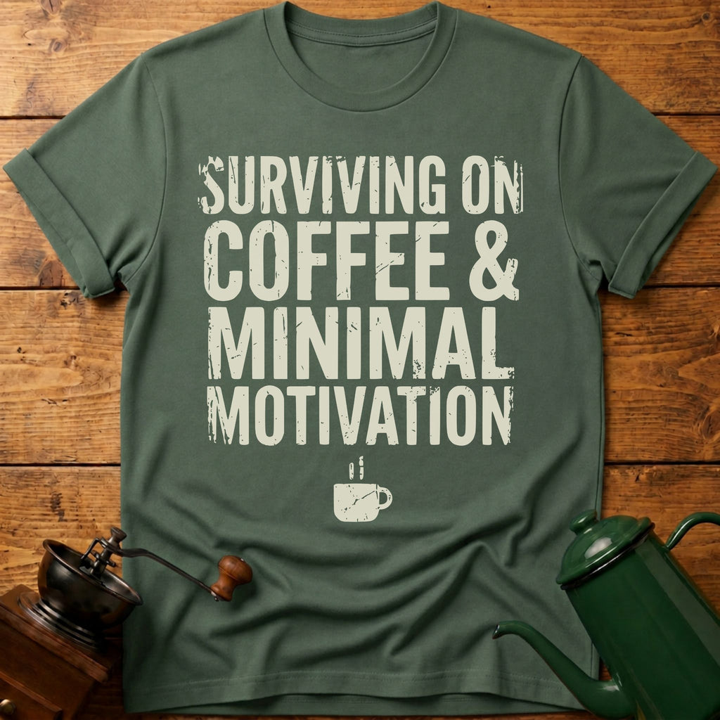 Surviving on Coffee & Minimal Motivation T-Shirt