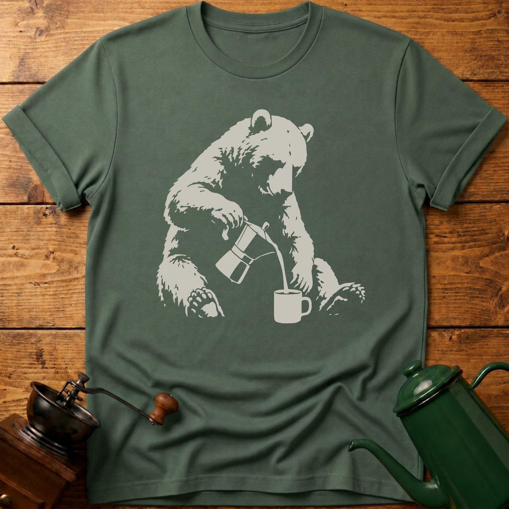 Bear Making Coffee T-Shirt
