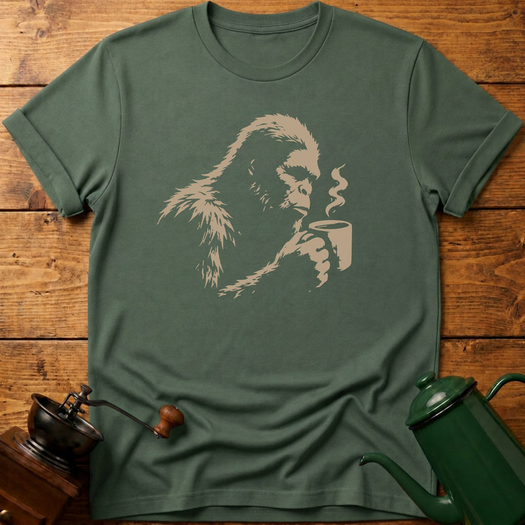 Big Foot Drinking Coffee T-Shirt