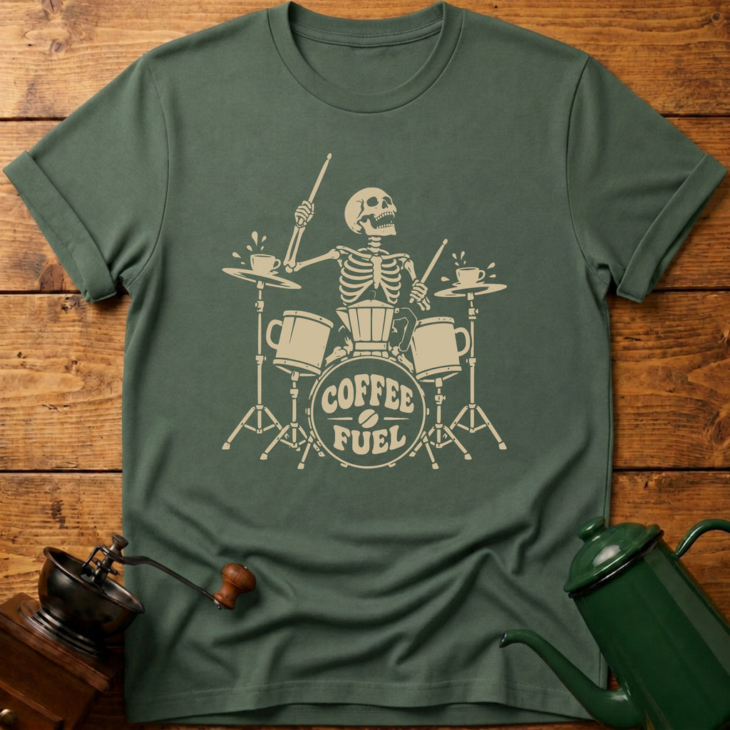 Coffee Skull Drums T-Shirt