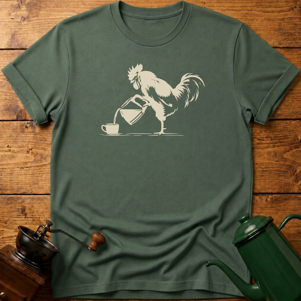 Rooster Pouring Coffee T-Shirt