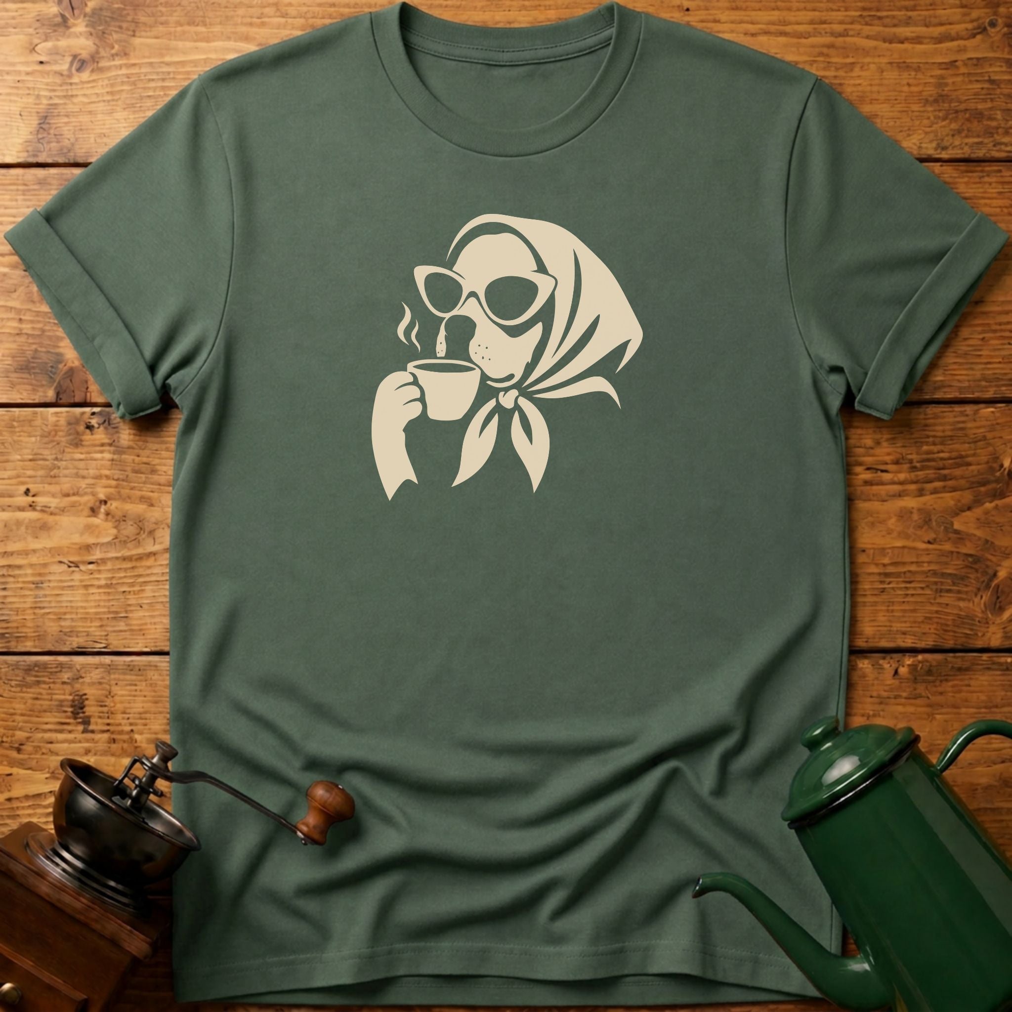 Dog Drinking Coffee T-Shirt