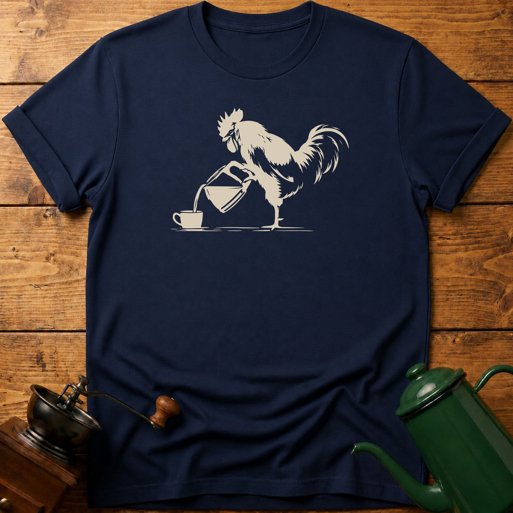 Rooster Pouring Coffee T-Shirt