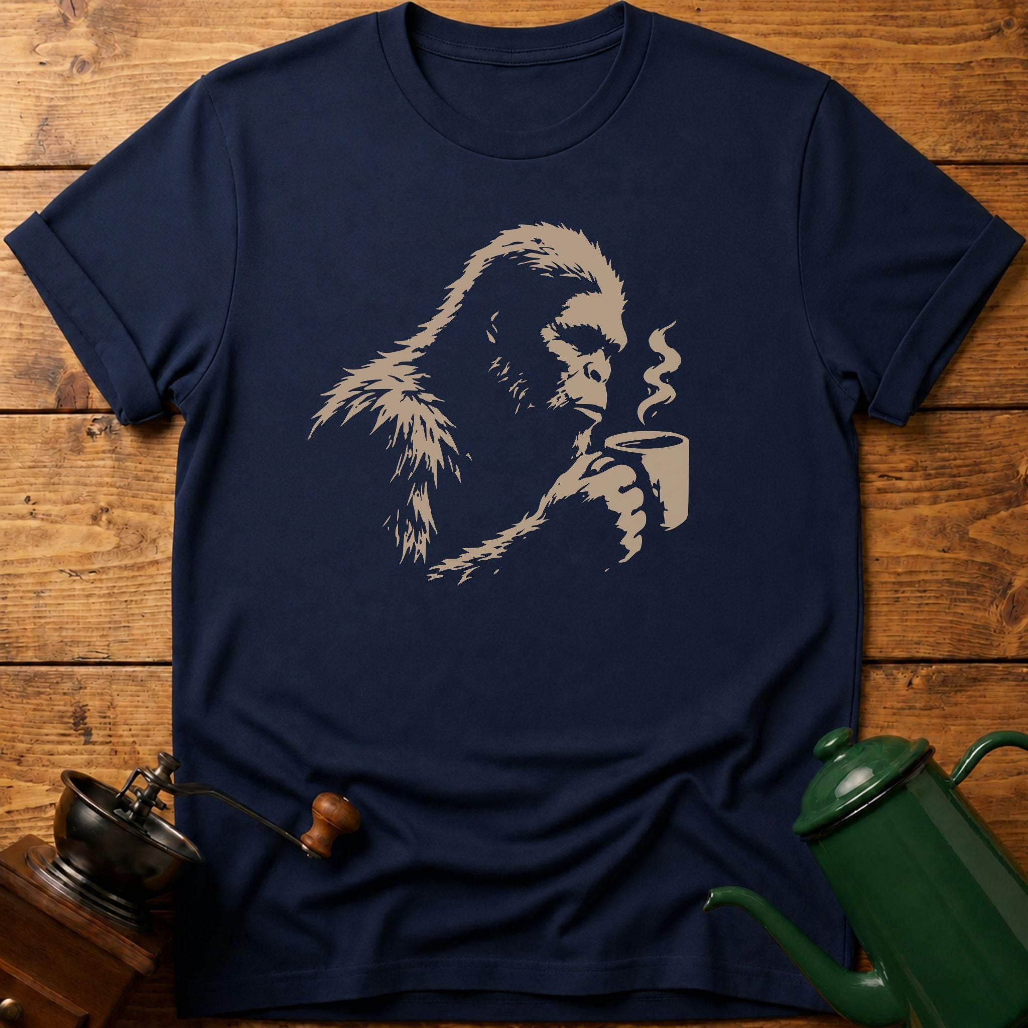 Big Foot Drinking Coffee T-Shirt