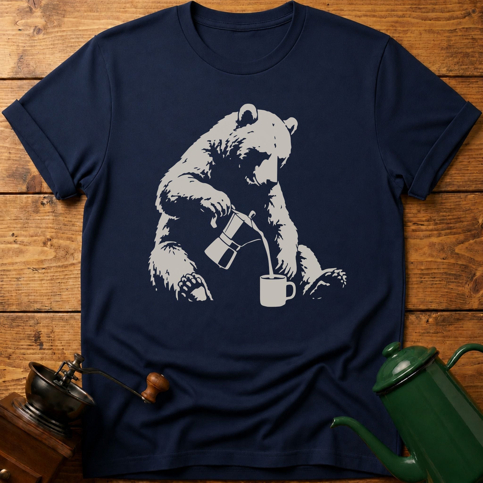 Bear Making Coffee T-Shirt