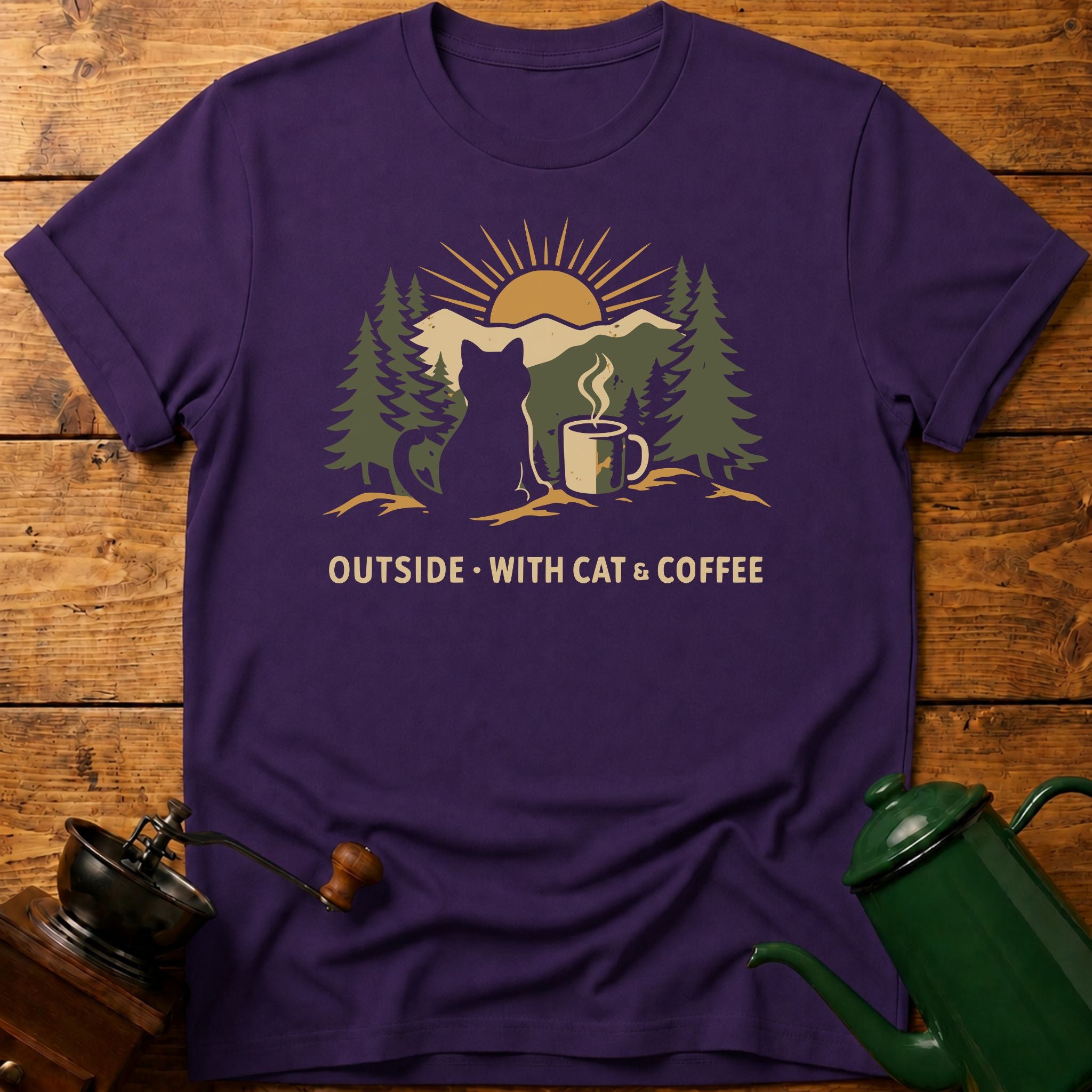 Outside With Cat & Coffee T-Shirt