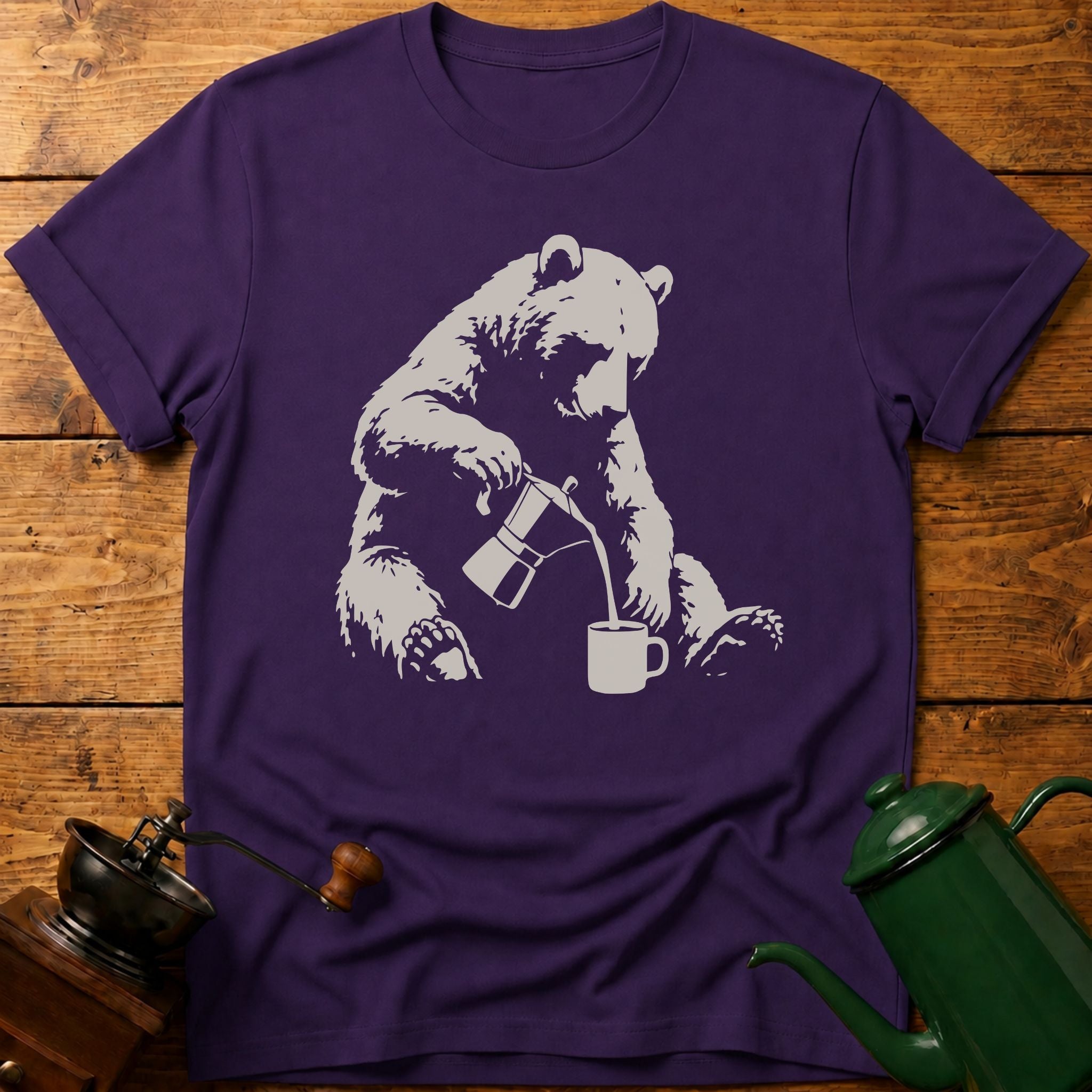 Bear Making Coffee T-Shirt