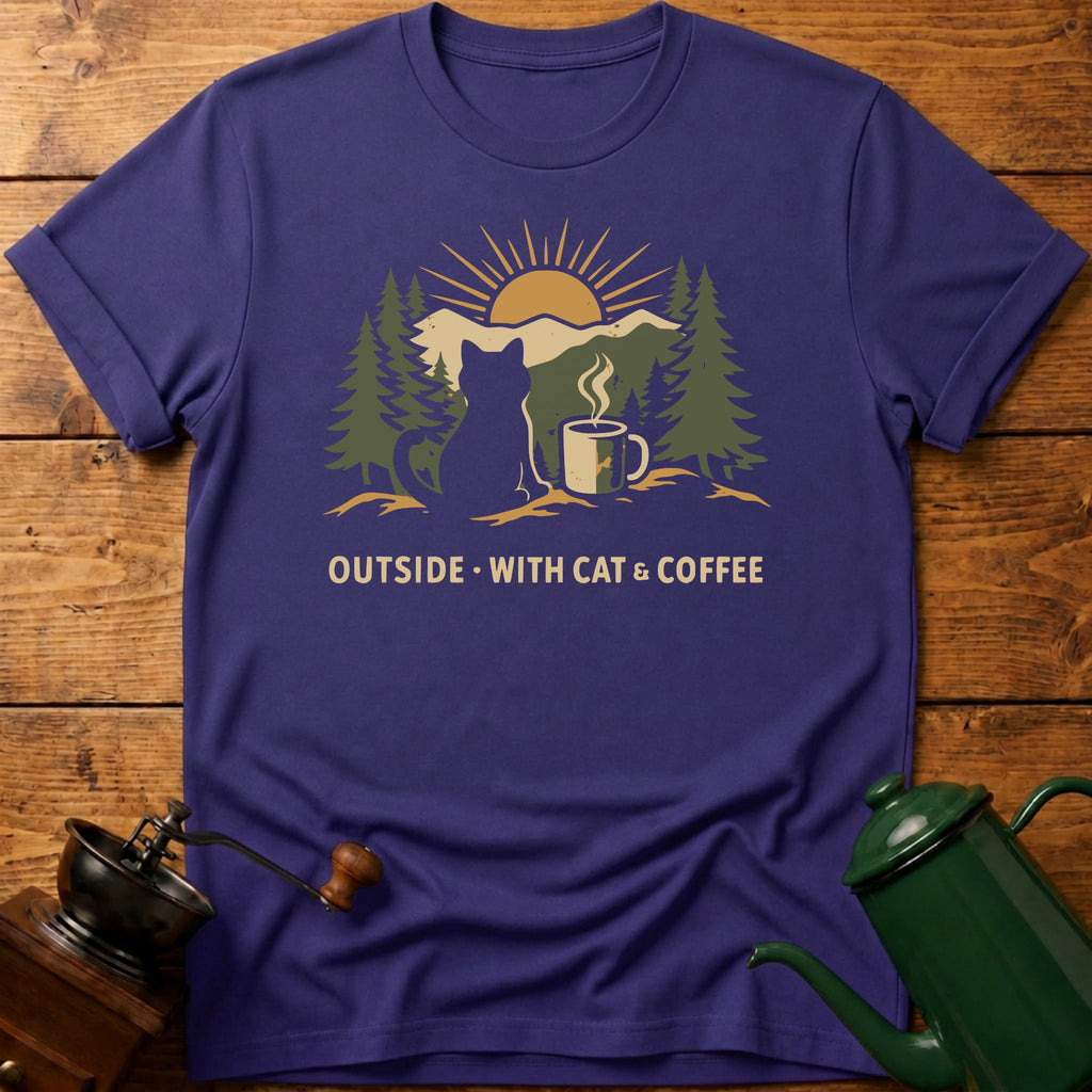 Outside With Cat & Coffee T-Shirt