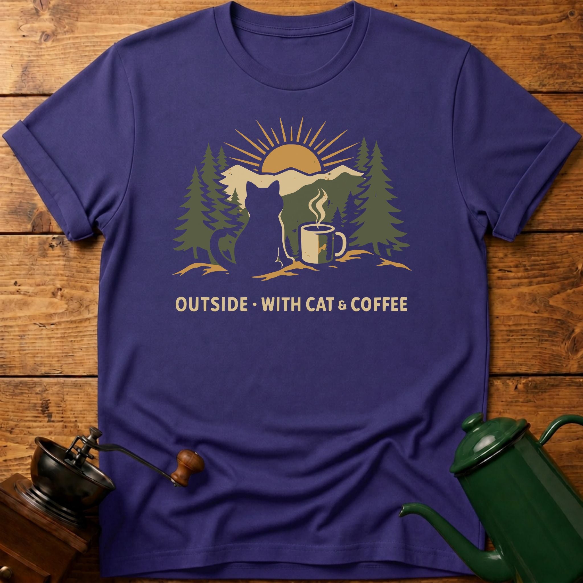 Outside With Cat & Coffee T-Shirt