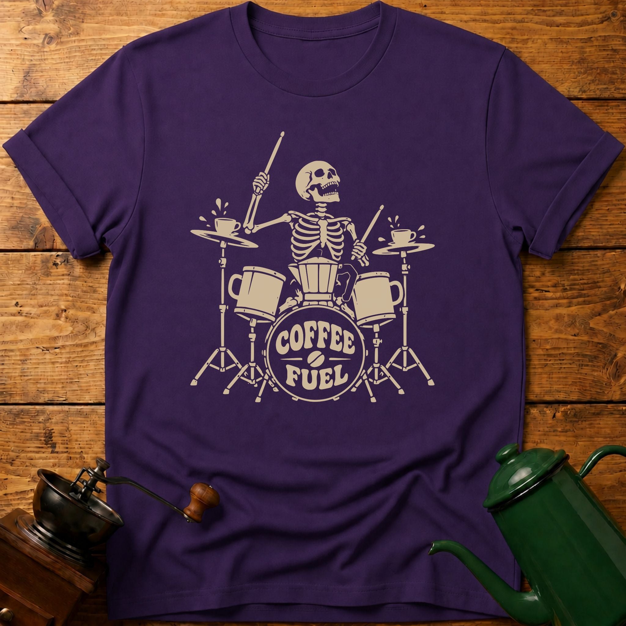 Coffee Skull Drums T-Shirt
