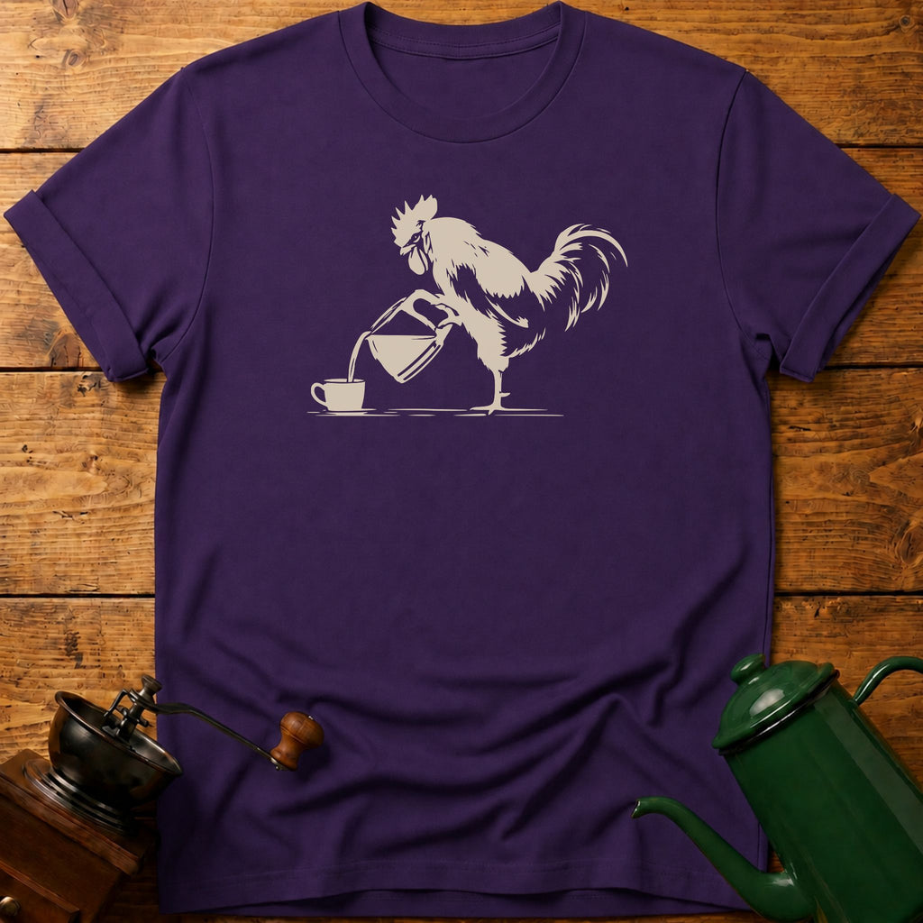 Rooster Pouring Coffee T-Shirt