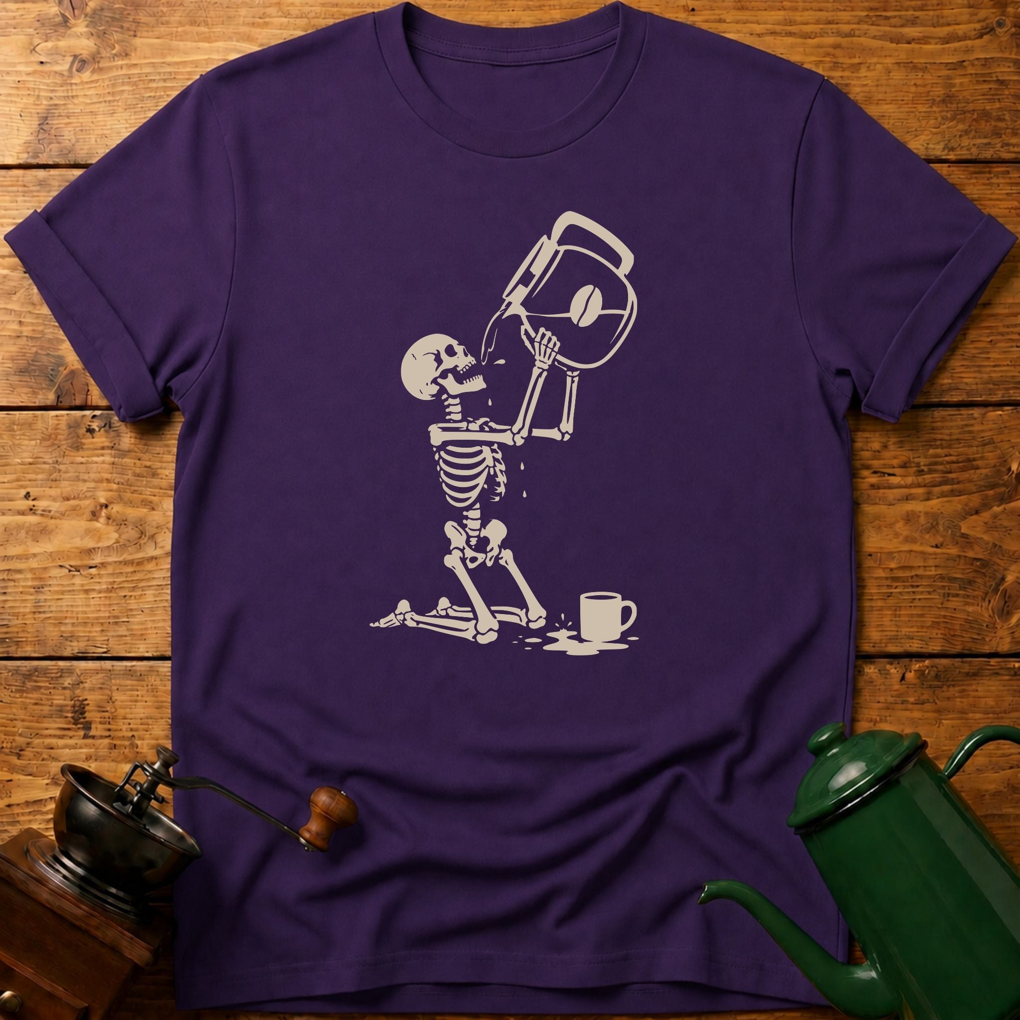 Skull Drinking Coffee T-Shirt