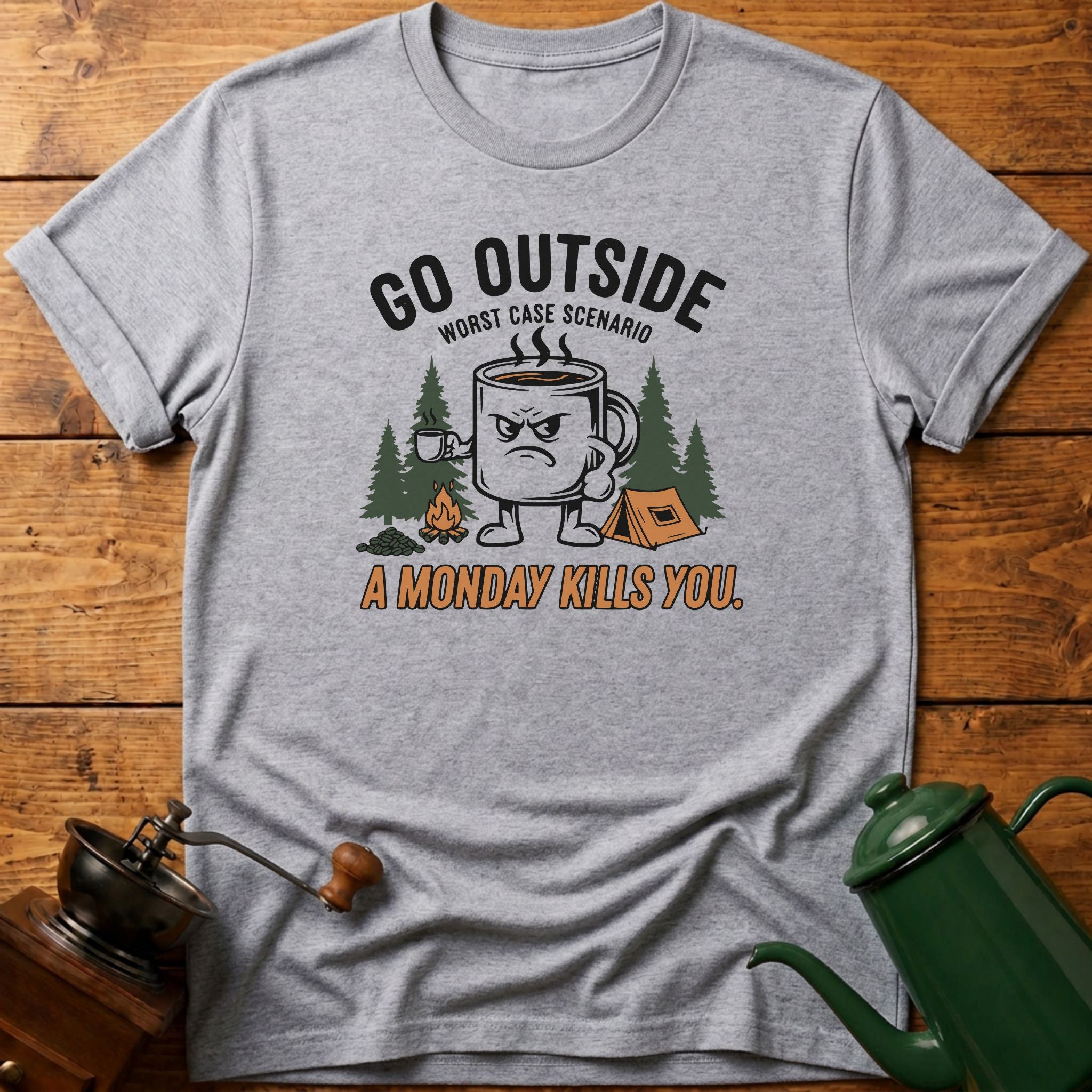 Go Outside Worst Case Scenario A Monday Kills you T-Shirt